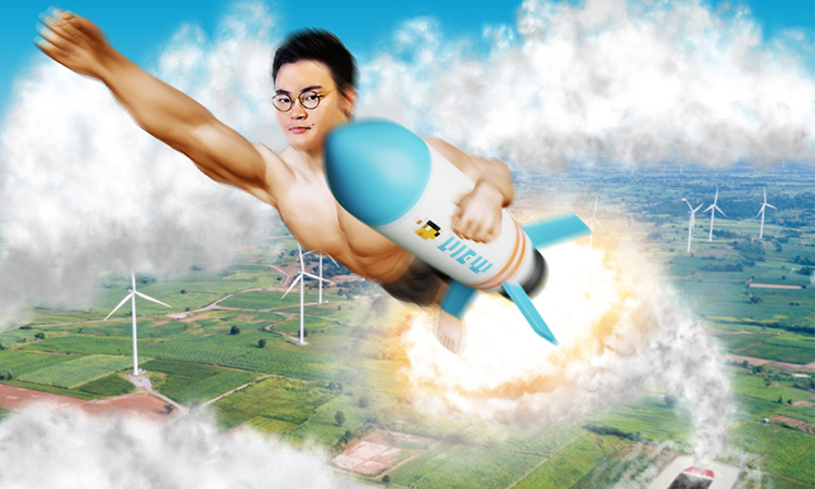 株式会社VIEW 代表 木村駿生がロケットの打ち上げに成功したイメージイラスト